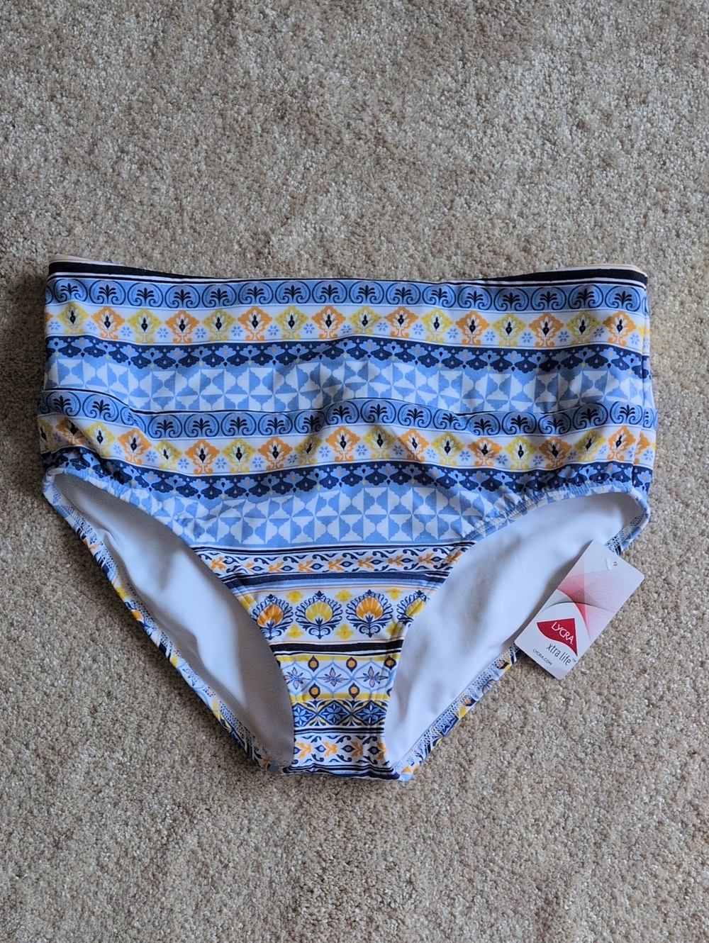 NWT Lands End Blue & Yellow Swim Bottoms - Sz 16